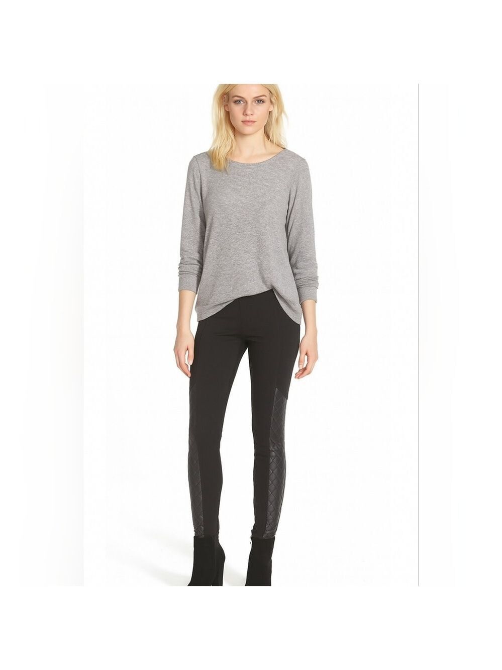 New Drew Vegan Diamond  Leather accent pants